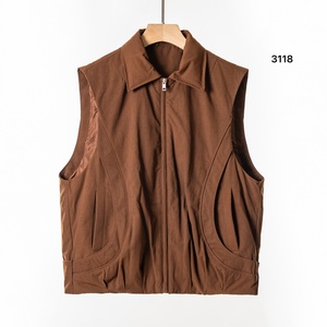 Veste épaisse personnalisée brodée et gaufrée 90% en tissu de laine, grande taille, décontractée, sans manches, fermeture éclair, col rabattu, pour homme - Product Image 4