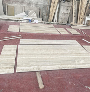 Dalles de travertin gris argenté naturel en gros, coupées sur mesure, carreaux de travertin gris pour comptoirs, murs et sols - Product Image 3