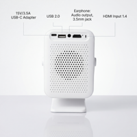 Mini Proyector Portátil con Batería, WiFi, Enfoque Automático, Corrección Trapezoidal, Compatible con 4K, Reproductor Multimedia para Cine en Casa