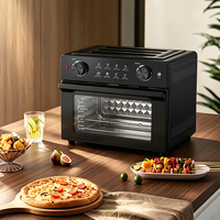 Four à Pizza à Convection, Friteuse à Air Chaud, Grille-Pain Multifonction, Grill 30L 1800W, Four à Pizza et Friteuse à Air Chaud