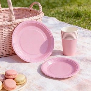 DAMAI - Vajilla de Papel de Color Sólido para Fiestas, Juego de Vajilla Desechable de Color Liso, Platos de 7 y 9 Pulgadas, Vasos de Papel, Servilletas - Product Image 1