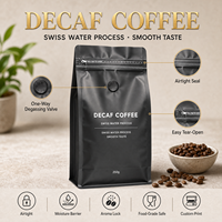 Sachet d'emballage de café imprimé sur mesure à faible MOQ, pochette à fond plat avec valve unidirectionnelle pour grains de café moulu