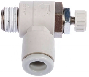 Nouveau contrôleur de vitesse en ligne SMC |   Modèle AS2201F-01-06S avec raccord à enfoncement pour une installation facile et un contrôle précis du débit d'air - Product Image 4