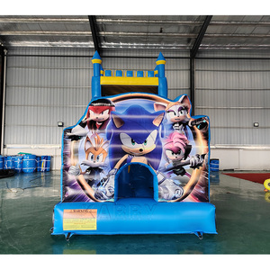 Château gonflable de dessin animé, maison de saut gonflable, combo toboggan gonflable pour enfants avec souffleur - Product Image 1