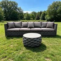 Set Furnitur Taman Luar Ruangan Tradisional Fulin, Tahan Segala Cuaca, Rangka Aluminium, Sofa Patio untuk Ruang Tamu & Ruang Makan