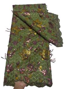 Tissu en dentelle africaine transparente respirante brodée à pois, tricoté uni 100 % polyester pour vêtements, sacs et accessoires pour femmes – Grande Vente - Product Image 2