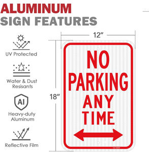 Señal de <span class=keywords><strong>Zona</strong></span> de Estacionamiento Prohibido con Flecha - Señal de Aluminio de Prohibición de Estacionamiento en Cualquier Momento - Product Image 3