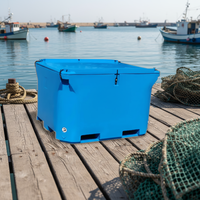 Conteneur à poisson en plastique isolé robuste de 660 L, bacs en plastique carrés, grand conteneur à poisson, bacs isothermes pour congélateur à poisson