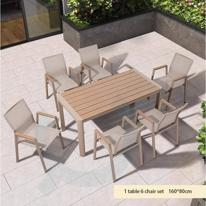 Nhựa-gỗ gỗ như 220x90cm hình chữ nhật ngoài trời Bộ bàn ăn cho vườn - Product Image 3