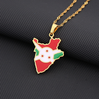 Collier en acier inoxydable avec carte de l'El Salvador et drapeau national, série cartes de pays, pendentif décoratif tendance, souvenir, cadeau