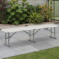 Banc d'extérieur moderne Dongsu en plastique avec structure en acier inoxydable, table demi-banc pliable de 6 pieds