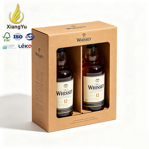 Caja <span class=keywords><strong>de</strong></span> Regalo Rígida <span class=keywords><strong>de</strong></span> Cartón Kraft Reciclado Ecológico con Impresión Personalizada, Ventana Transparente Grande y Acabado Mate para Whisky, <span class=keywords><strong>Vodka</strong></span> y Vino - Product Image 1