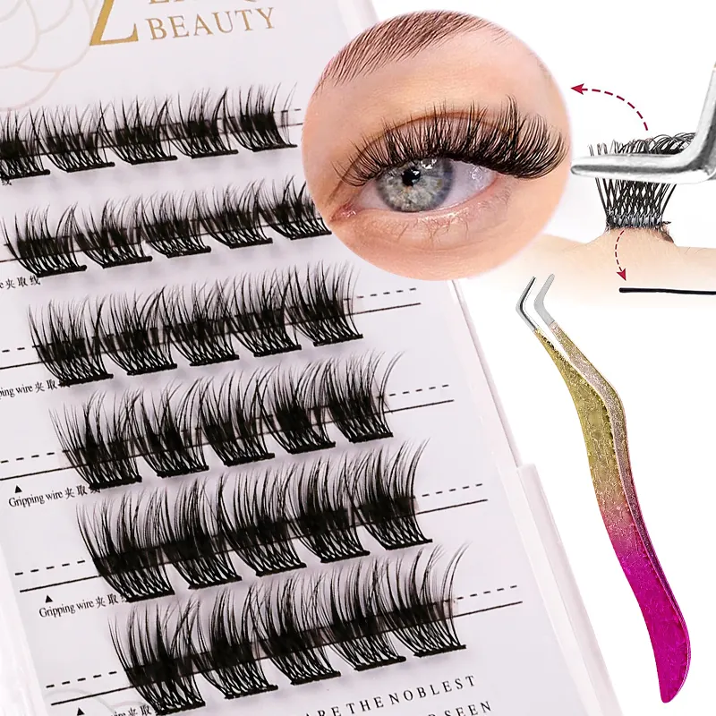 Easy To Apply Self Adhesive Volume Lash Extension Kits With Lash Tweezers Premade Made Fan Eyelashes Extensions Manufacturer