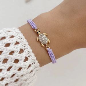 Bracelet d'amitié ajustable pour couple, tressé main, plaqué or, motif tortues marines et diamants, collection tendance, offre spéciale - Product Image 5