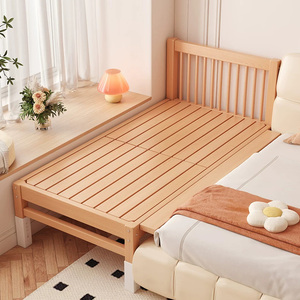 Cuna individual <span class=keywords><strong>de</strong></span> madera maciza para niños, plegable y ensamblable, con <span class=keywords><strong>respaldo</strong></span> suave y borde extensible, diseño <span class=keywords><strong>sencillo</strong></span> y personalizable. - Product Image 6