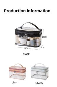 Sac de rangement transparent en PVC écologique pour toilettes, personnalisable avec logo, sac de maquillage durable pour femme, motif lettres, en plastique, pour voyage quotidien, vente en gros - Product Image 2