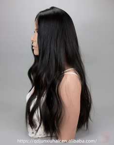 Topper de <span class=keywords><strong>cheveux</strong></span> naturels en gros avec dentelle HD invisible, noir de jais, pré-épilé, raie au milieu, base en soie effet cuir chevelu réel - Product Image 3