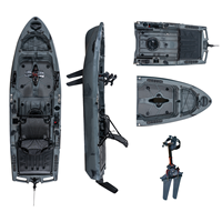 Kayak modulaire LSF 1 personne 2,75 m, bateau de pêche avec pédales à aileron, stable et prêt à la dérive, en HDPE durable pour la mer et les sports de plein air
