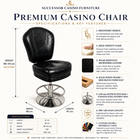 Fauteuils de casino de luxe modernes SUCCESSOR Heavy Duty Base avec base en métal et support dorsal haut, commande en gros, fabricant, logo OEM