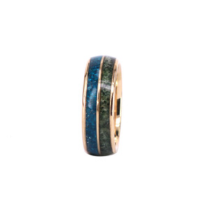 Anillo de compromiso personalizado 2026 de oro de 14K para hombre y mujer, con incrustaciones de zafiro y ágata musgosa, anillo de oro puro de 14K a la moda. - Product Image 2