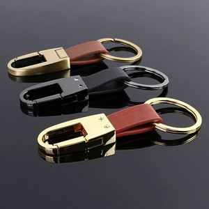 Fashion <b>Personalized</b> Men Leather Key Chain Custom Creative Customized logo Metal Car Keychain <b>Keychains</b> Keyring - Product Image 1