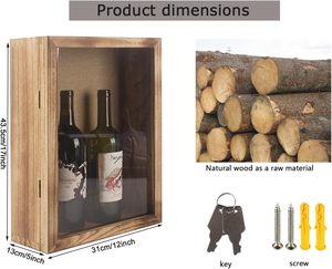 Vitrina grande de sombra profunda con puerta con bisagras Caja de madera montada en <span class=keywords><strong>la</strong></span> pared para botellas de vino tinto Artesanía de madera y letreros de pared - Product Image 2