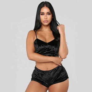 Ensemble Lingerie Sexy pour Femme, Pyjama en Velours, Vêtement de Nuit Cami et Short, Nuisette avec Dentelle et Bretelles - Product Image 6