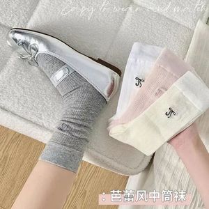 Mesh Bow <b>Socks</b> Thin Breathable Ballet Style Women Summer Long <b>Socks</b> - Product Image 4