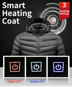 Custom Canvas Letter Pattern Men's <b>Heated</b> <b>USB</b> Windproof Winter Hooded Puffer Jacket - Product Image 4