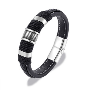 Silver Plated Clasp <b>Red</b> Blue Leather Thread <b>Bracelet</b> Casual Sporty Adjustable Men Fashion Jewelry Gift - Product Image 2