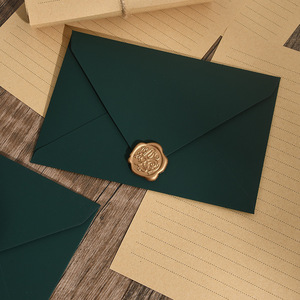 Enveloppe artistique texturée vert foncé épaissie de 200g avec <span class=keywords><strong>lettre</strong></span> d'invitation de carte de voeux haut de gamme Papier à en-tête en peau de vache vintage - Product Image 2