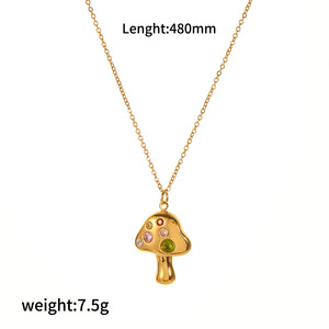 สร้อยคอจี้รูปทรงอาหาร ดีไซน์เรขาคณิต ชุบทอง 18K ประดับเพชรซิร์คอน ของขวัญเครื่องประดับ - Product Image 3