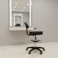 Fauteuil de Barbier Rond à Dossier Durable, Cadre Métallique, Roulettes Silencieuses – Échantillons Disponibles pour Spa, Salon, Salle de Séjour, École – Vente Directe Usine