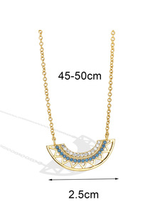 Hot Sale Classic Style Unisex Brass Necklace 18K Gold Plated Link <b>Chain</b> Rainbow Design Zircon Charm Claw Setting Anniversary - Product Image 2