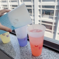 Vaso de Plástico Personalizado con Logotipo, Patrón Oculto Misterioso, Colorido, con Tapa y Pajita, Cambia de Color con Bebidas Frías