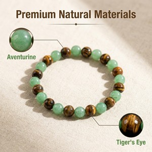 สร้อยข้อมือลูกปัดหินไทเกอร์อายสีเขียวธรรมชาติ สร้อยข้อมือหินบำบัดพลังงานความมั่งคั่ง สำหรับผู้ชาย ผู้หญิง เครื่องประดับจิตวิญญาณ ของขวัญ - Product Image 4