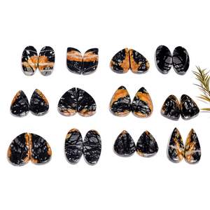 Cabujón de jaspe Picasso natural, piedras preciosas sueltas, par de piedras preciosas de jaspe Picasso, lote al por mayor, forma y tamaño mezclados para la fabricación de joyas - Product Image 5