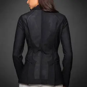 Listagem do novo Mesh Equestrian Show Jacket Competição Casaco Longo Senhoras Design Outwear Equitação Casaco Leve Jaqueta