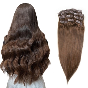 XBL Venta al por mayor #2 Extensiones de cabello humano de una pieza Clip en marrón chocolate oscuro Kinky Clip Ins Extension - Product Image 1