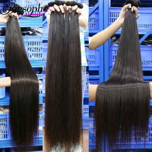 Wholasela Long Natural Human Hair Extensions 32 34 36 40 Inch 10A Bone Straight Bundles,Raw Virgin Human Hair Extension Bundle