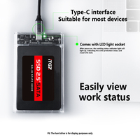 Boîtier de disque dur externe ITGZ USB 2.0 vers SATA 2,5 pouces en plastique transparent portable