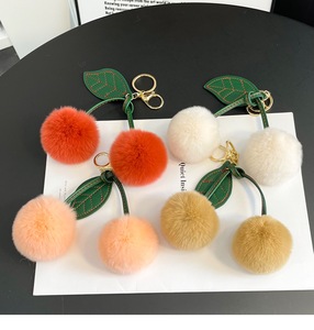Porte-clés Pompon en Peluche <span class=keywords><strong>Cerises</strong></span> Coréennes Faites à la Main, Ornement Suspendu Créatif, Vente en Gros - Product Image 6