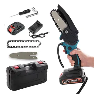 Brand New Mini 4 inch Electric Cordless Battery Powered Chainsaw Garden Wood Cutting Automatic Chain Saw