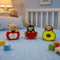 Pluche PP katoenen geborduurde fruitplakjes knuffeldier speelgoed 3-delige set beer luiaard aap zacht knuffelpop cadeau
