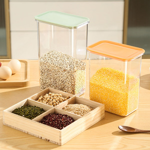 Conteneur de stockage en plastique de qualité alimentaire, rectangulaire avec couvercle, pour céréales, café, empilable, 300g, couleur unie, couvert - Product Image 3