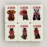 Tuiles de Mahjong Américaines à Motif Léopard Animal Sauvage, Imprimées UV, Gravées, Effet Marbre, pour Jeu de Table Familial en Intérieur