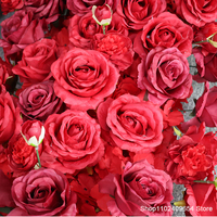 Bande de fleurs artificielles en soie rouge pour chemin de table d'événements, décoration de toile de fond de mariage, arrangement floral extérieur, guirlande florale pour arche