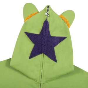 Sweat à capuche 100% coton à fermeture éclair intégrale, vert, de haute qualité, fermeture éclair intégrale, sweat-shirt vierge, logo personnalisé, sweat à capuche lourd - Product Image 4