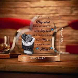 Cadeau de <span class=keywords><strong>deuil</strong></span> Branche d'arbre de bricolage Décoration de bureau en acrylique Ailes d'ange <span class=keywords><strong>Plaque</strong></span> de <span class=keywords><strong>deuil</strong></span> en acrylique en forme de coeur - Product Image 3