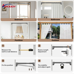 ARODDY - Barra de Cortina Ajustable de Hierro para Ventanas, de 2.1 a 3.0 m, para Perforar y Colocar Cortinas - Product Image 3